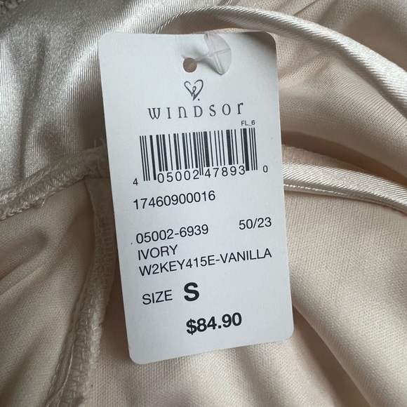 NWT Ivory Satin High Slit Dress - Picture 4 of 5